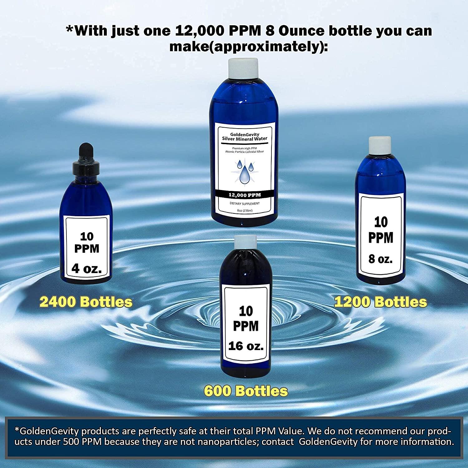 12000 PPM Atomic Particle Colloidal Silver (8 oz.) 1200 Times More PPM Than Other Products - Trace Mineral Colloidal Silver - Pure Mineral Supplement - High PPM Colloidal Silver