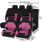 Car Seat Covers, Polyester Full Set Universal Seat Protector Decoration Thick Foam (1bag Of Metal Hooks Put In One Of The Headrest Covers）