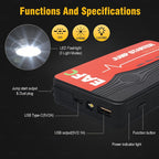 Never Get Stranded Again: Portable Car Jump Starter Battery Power Bank For Emergency Boosting