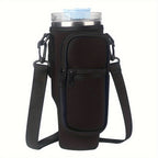 Water Bottle Carrier Bag with Phone Pocket for Stanley 40oz Tumbler with Handle Neoprene Water Bottle Holder Pouch with Adjustable Strap Bollus wit