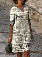 Fashion spaper Print V-neck Dress
