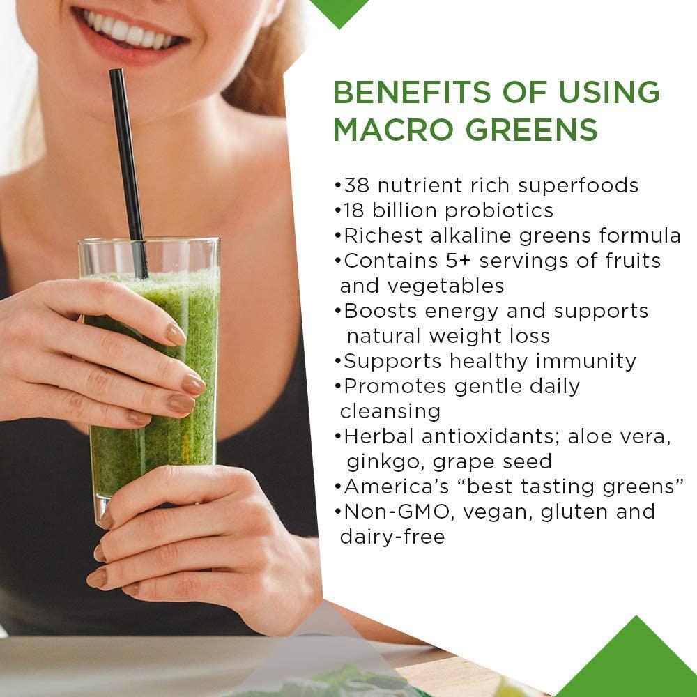 MacroLife Naturals Macro Greens 5ct Survival Bundle - 38 Superfood Powder, Antioxidant-Herbal Blend, Non-GMO Vegan, Immune - 4 x 30oz (360 Servings) + 12 Packet Travel Box