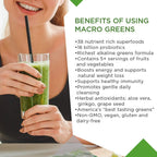MacroLife Naturals Macro Greens 5ct Survival Bundle - 38 Superfood Powder, Antioxidant-Herbal Blend, Non-GMO Vegan, Immune - 4 x 30oz (360 Servings) + 12 Packet Travel Box
