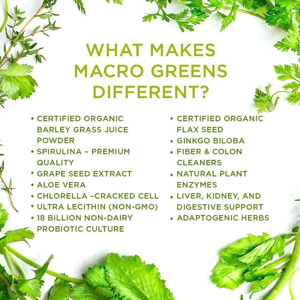 MacroLife Naturals Macro Greens 5ct Survival Bundle - 38 Superfood Powder, Antioxidant-Herbal Blend, Non-GMO Vegan, Immune - 4 x 30oz (360 Servings) + 12 Packet Travel Box