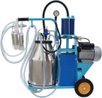 25L 550W Electric Piston Cow and Goat Milker 304  Steel with Regulator and  Steel Milk Claw 110V Farm Suction MilMachine for Cow and Goat