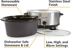 crock-pot 7 quart oval manual slow cooker, stainless steel (scv700-s-br)