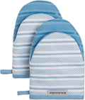 KitchenAid Albany Mini Cotton Oven Mitts with Silicone Grip, 5.5"x8", Blue Velvet 2 Count