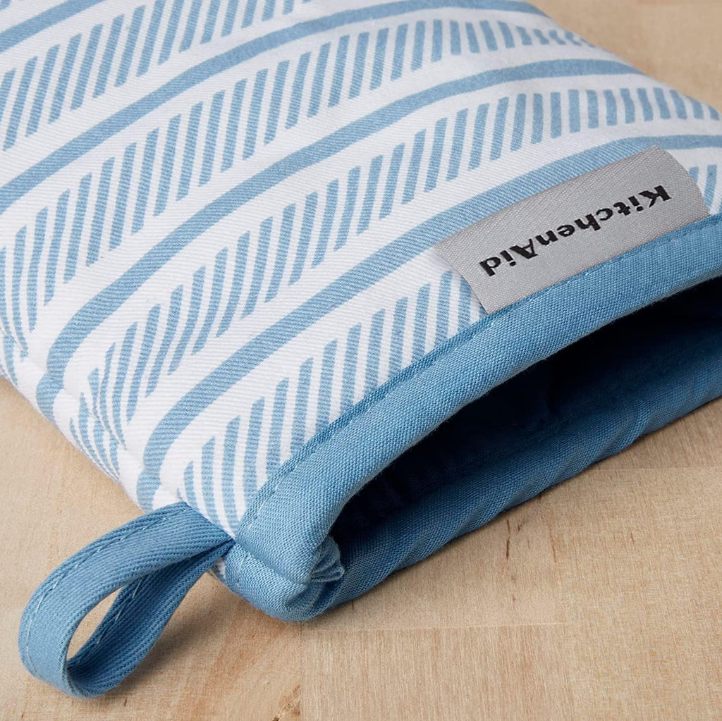 KitchenAid Albany Mini Cotton Oven Mitts with Silicone Grip, 5.5"x8", Blue Velvet 2 Count