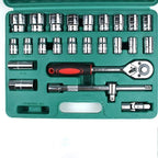 Flexibility Wrench 37pcs Car Repair Torque Wrench Tool Combination Tool Set Mechanics Hand Tool Kits Ratchet Socket Spanner Repair Tools Safety