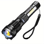 Super Powerful Flashlight Rechargeable Torch Light High Power Strong LED White Flash Light Tactical Lantern with Charging Cable