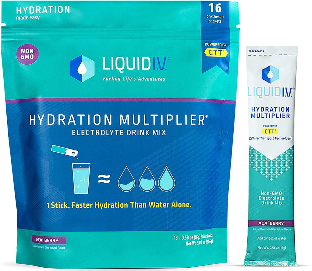Liquid I.V. Hydration Multiplier - Acai Berry - Hydration Powder Packets | Electrolyte Drink Mix | Easy Open Single-Serving Stick | Non-GMO