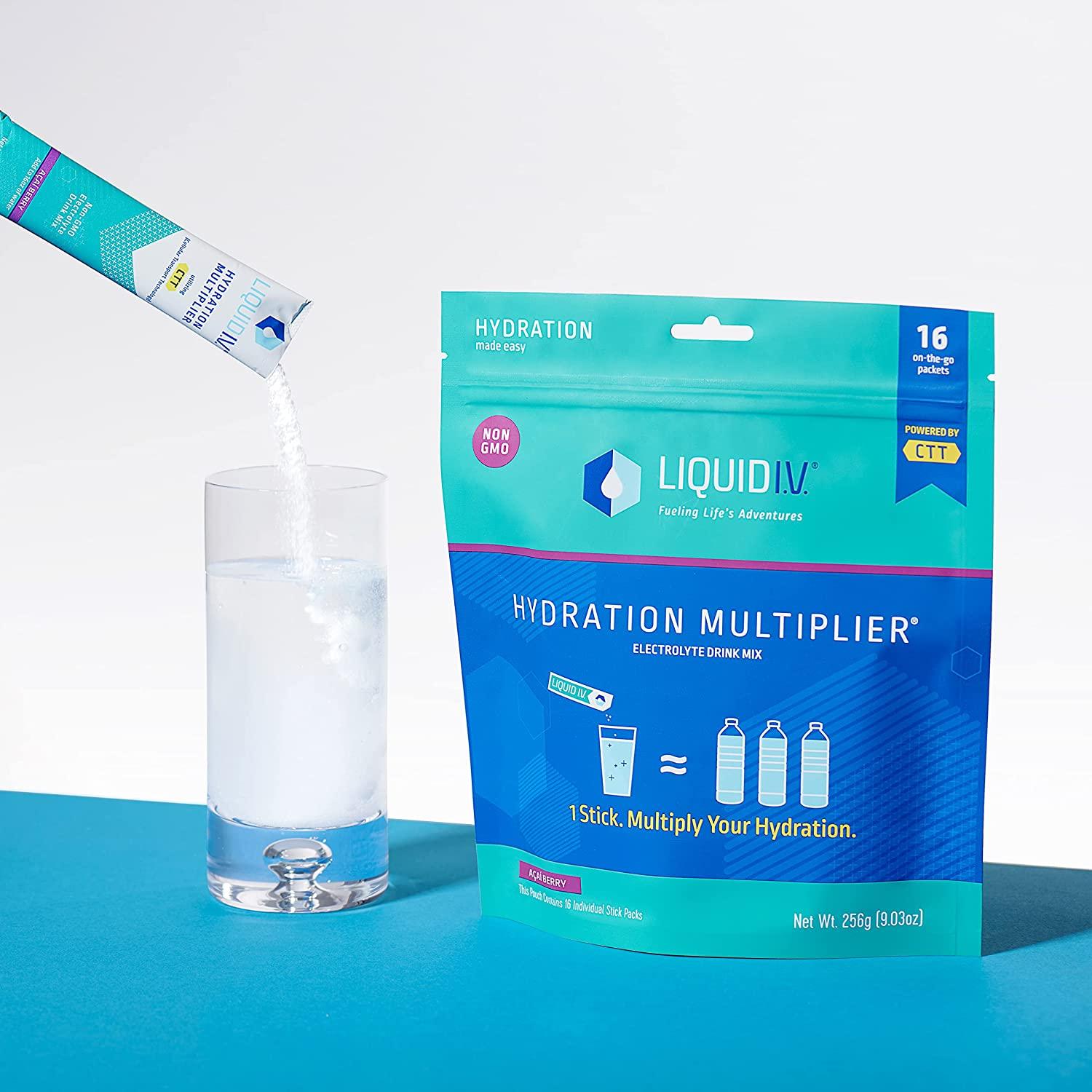 Liquid I.V. Hydration Multiplier - Acai Berry - Hydration Powder Packets | Electrolyte Drink Mix | Easy Open Single-Serving Stick | Non-GMO