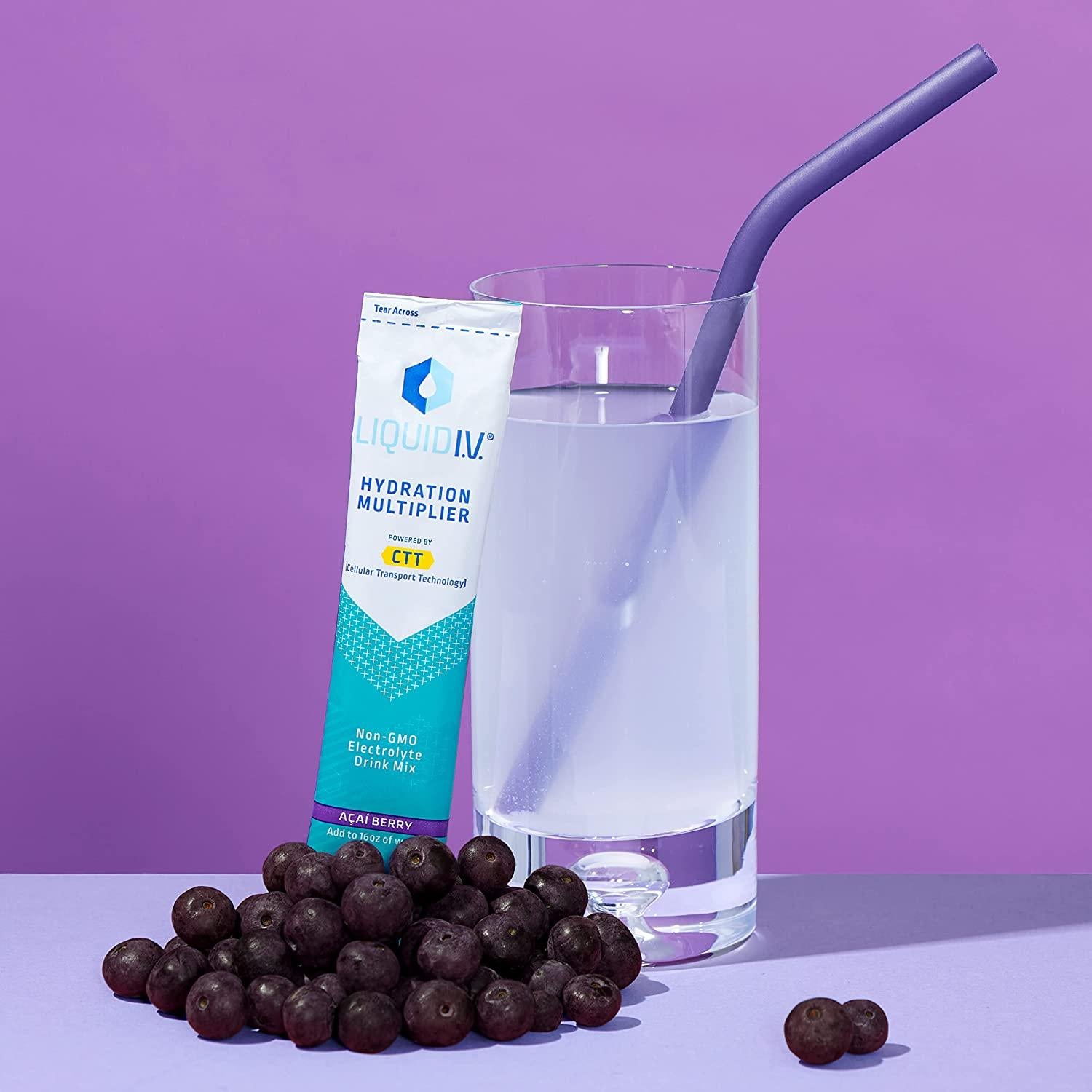 Liquid I.V. Hydration Multiplier - Acai Berry - Hydration Powder Packets | Electrolyte Drink Mix | Easy Open Single-Serving Stick | Non-GMO