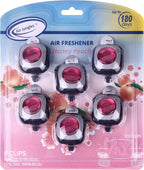 Air Jungles Honey Peach Scent Car Air Freshener Clip, 6 Car Freshener Vent Clips, 4ml Each, Long Lasting Air Freshener for Car, Up to 180 Days Car Refresher Odor Eliminator