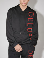 mens letter side print hoodie casual two pieces outfits with seam pants