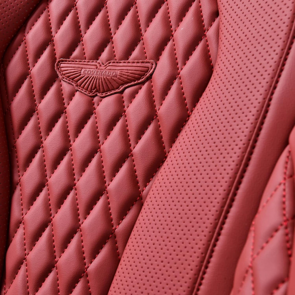 Coverado Universal Leather Seat Covers Front, 2-Pack , Waterproof Luxury Leatherette Car Seat Cushions, Auto Car Driver Seats Protectors Fit for Most Vehicles Red