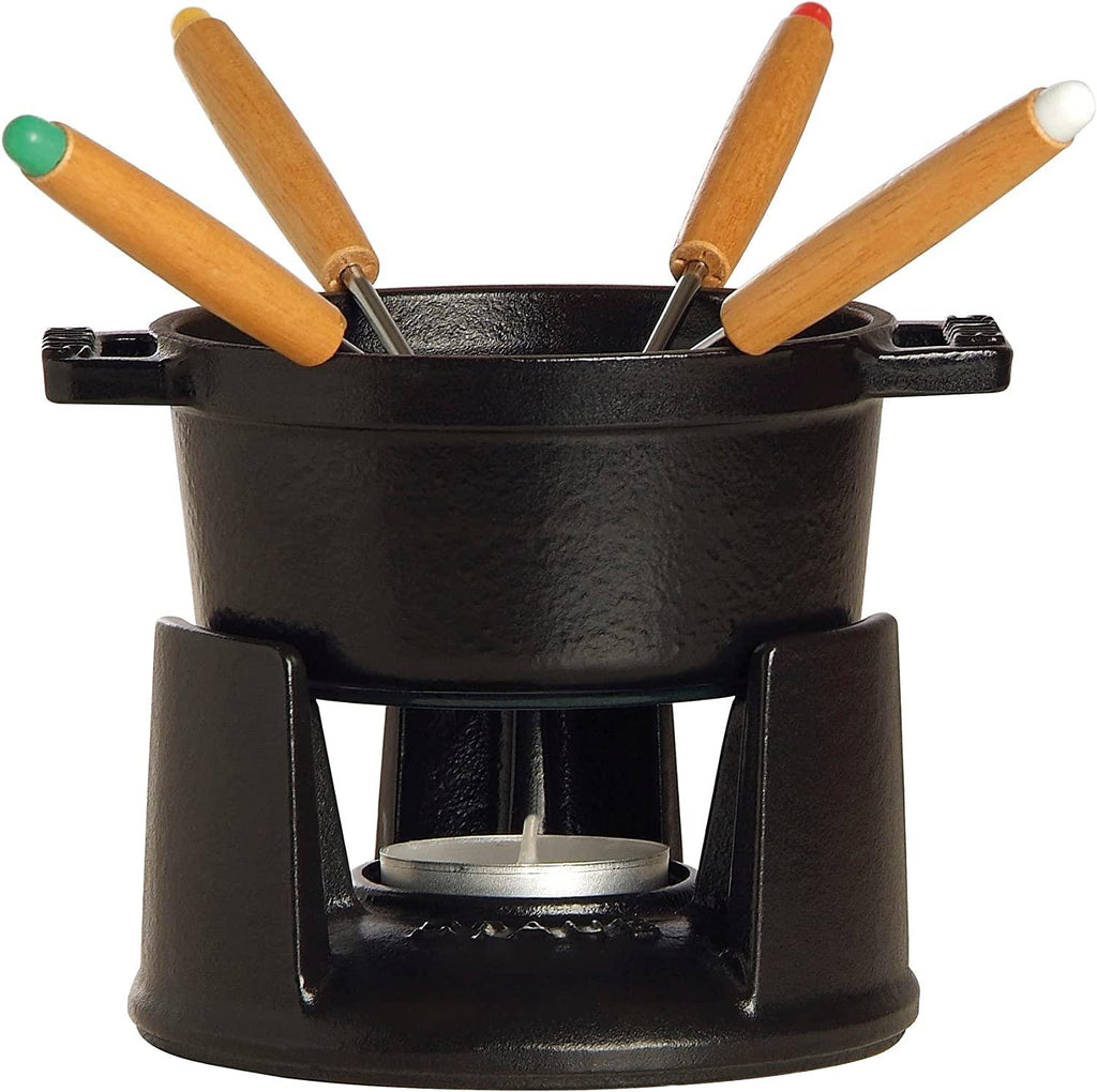 Staub Cast Iron 0.25-qt Mini Chocolate Fondue Set - Matte Black, Made in France