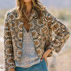 Fashion Shoulder Padding Jacquard Weave Long Sleeves Suit