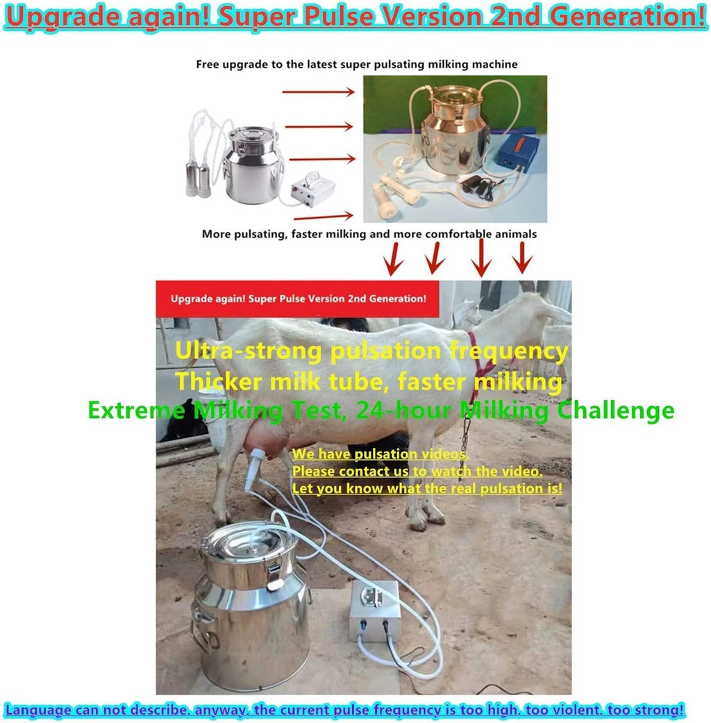 Futt Single Bucket Piston Vacuum Ultra-Strong Frequency Pulsation MilMachine for Cows Cattle or Sheep Optional (14L, Cow)