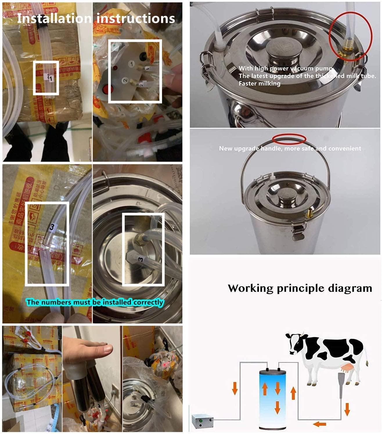 Futt Single Bucket Piston Vacuum Ultra-Strong Frequency Pulsation MilMachine for Cows Cattle or Sheep Optional (14L, Cow)