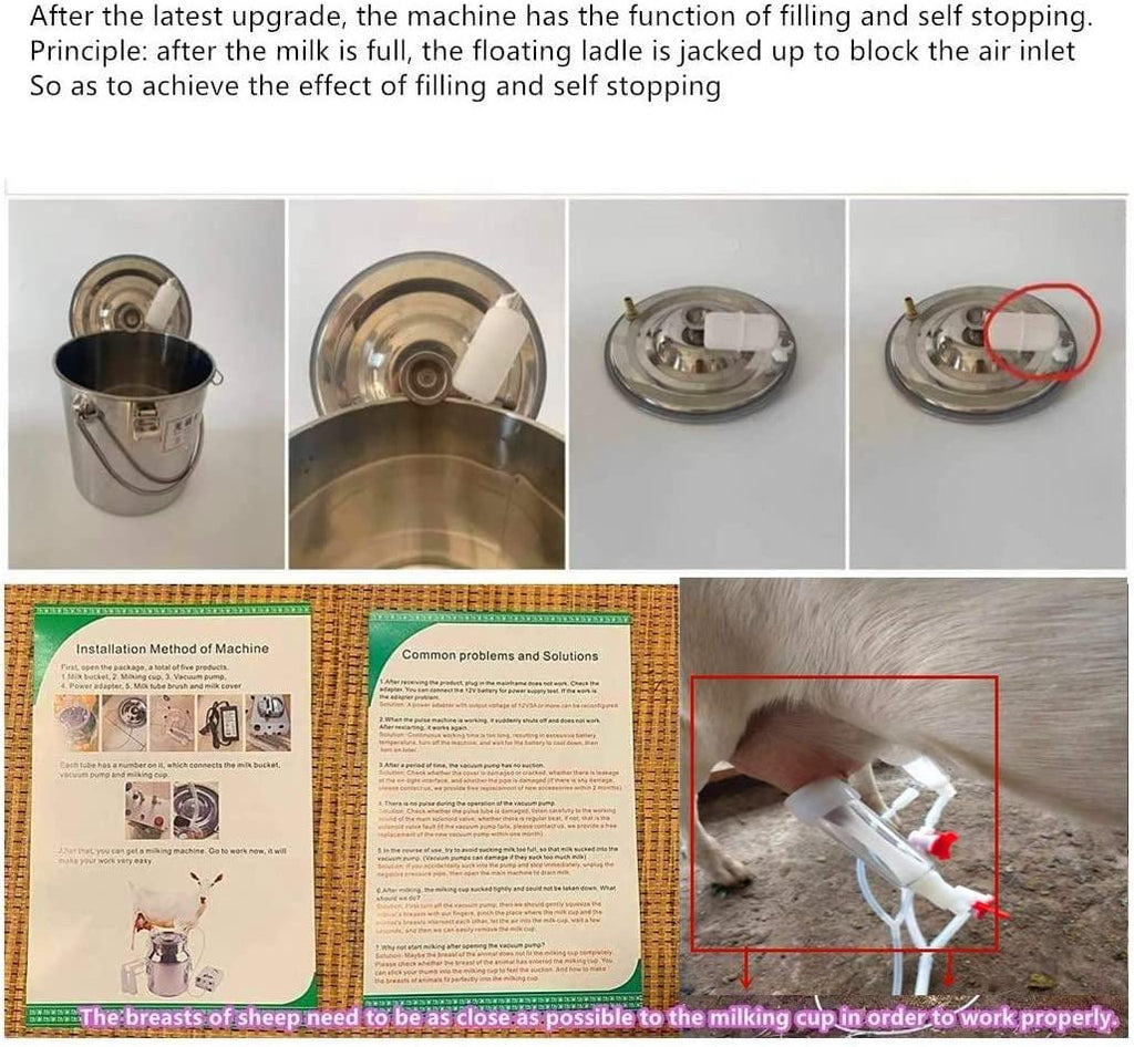 Futt 5L Single Bucket Piston Vacuum Pulsation MilMachine for Cows Cattle or Sheep Optional (Cattle)