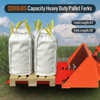 MAHLER GATES 2023 Upgrade Clamp on Pallet Forks with Anti-Slip Tongue, Twin Screw , Adjustable Stabilizer Bar, 43" 2000LBS Heavy Duty Pallet Forks for Tractor Bucket Loader, Red