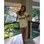 floral crop top and skirt