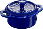 STAUB Ceramics Mini Round Cocotte Set, 3-piece, Dark Blue