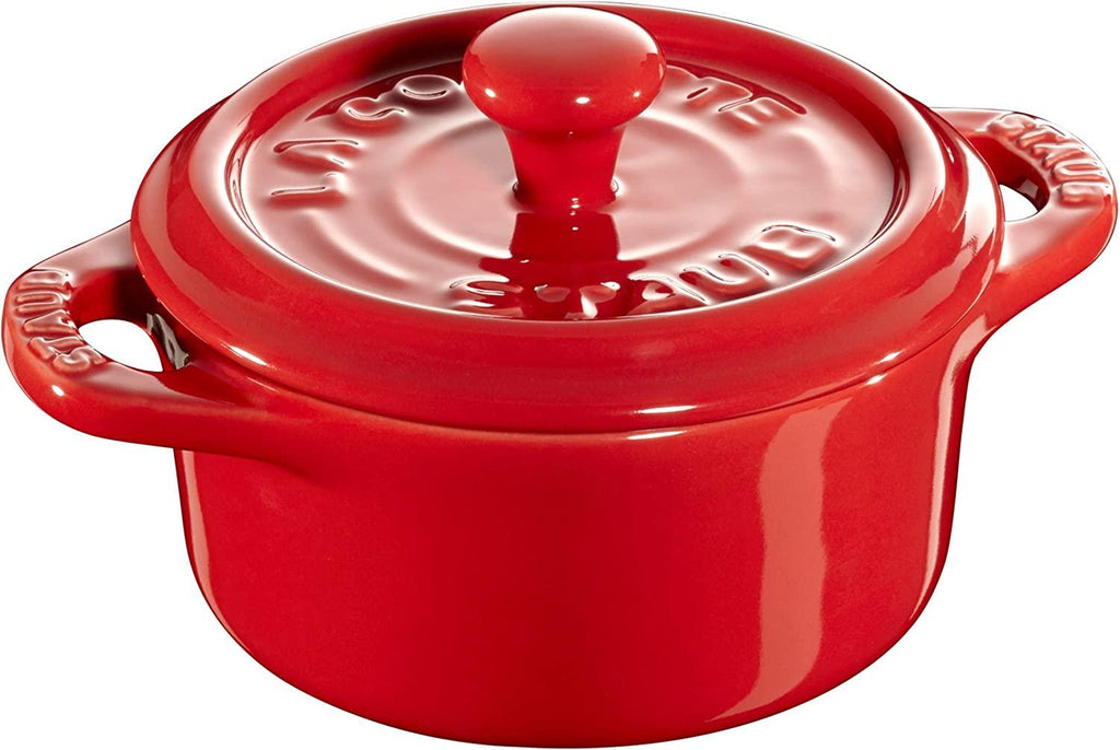 STAUB Ceramics Mini Round Cocotte Set, 3-piece, Cherry