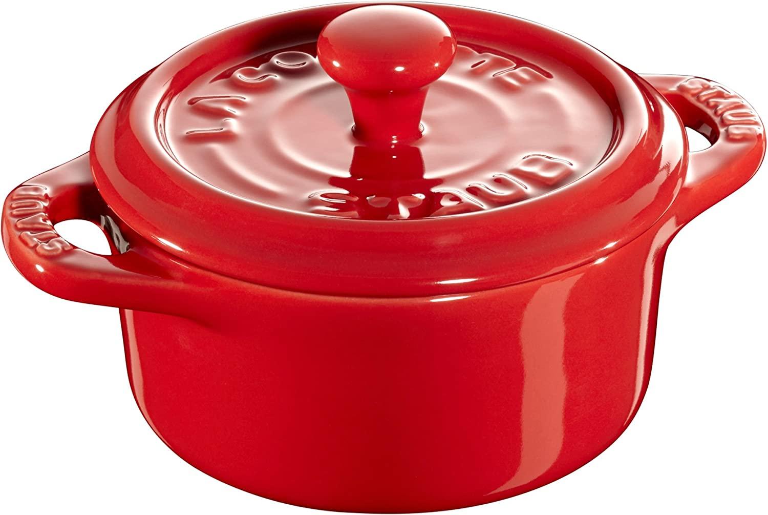 STAUB Ceramics Mini Round Cocotte Set, 3-piece, Cherry