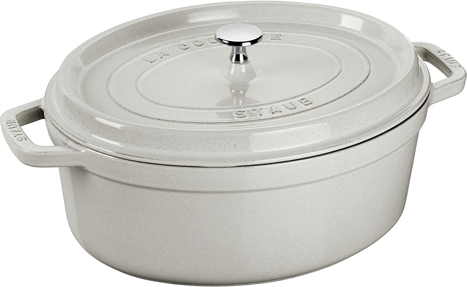 Staub Cast Iron 7-qt Oval Cocotte - White Truffle, Made in France