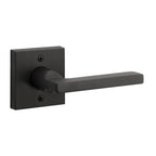 Reserve Square Satin Black Universal Hall/Closet Door Lever with Contemporary Square Rose