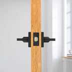 Reserve Square Satin Black Universal Hall/Closet Door Lever with Contemporary Square Rose