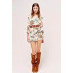 backless pleated long sleeve mini dress