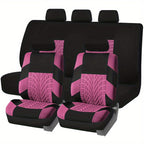 Car Seat Covers, Polyester Full Set Universal Seat Protector Decoration Thick Foam (1bag Of Metal Hooks Put In One Of The Headrest Covers）