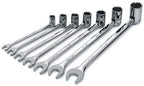 SK Professional Tools 86132 7-Piece 12-Point Fractional Flex Long Combination Wrench Set - SuperKrome Finish, Set of 7 Chrome Wrenches Made in USA
