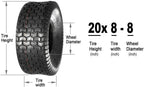 MaxAuto Lawn Mower Turf Tires 15x6-6 Front & 20x8-8 Rear 4PR(2 Front Tires+2 Rear Tires)