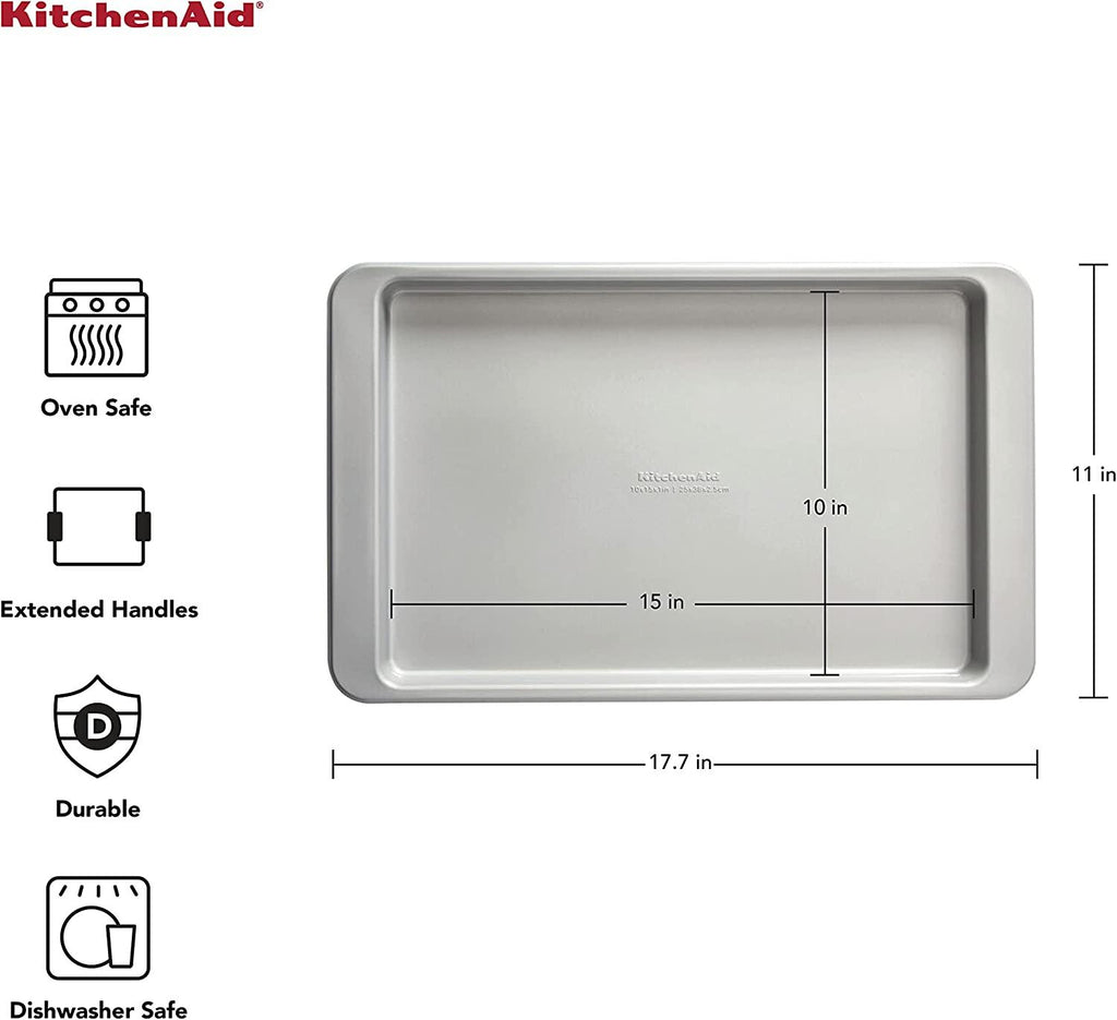 KitchenAid Nonstick Aluminized Steel Baking Sheet, 10x15-Inch, Silver