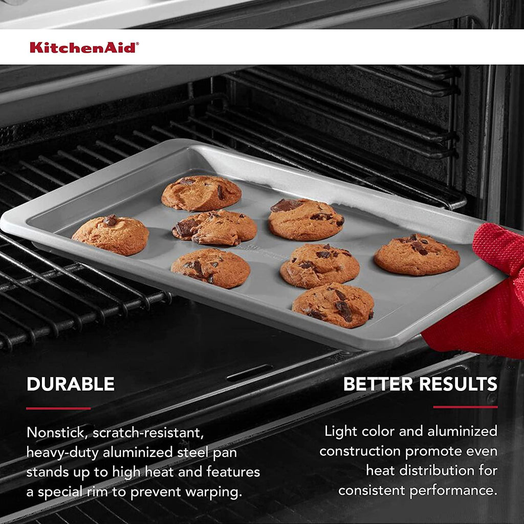 KitchenAid Nonstick Aluminized Steel Baking Sheet, 10x15-Inch, Silver