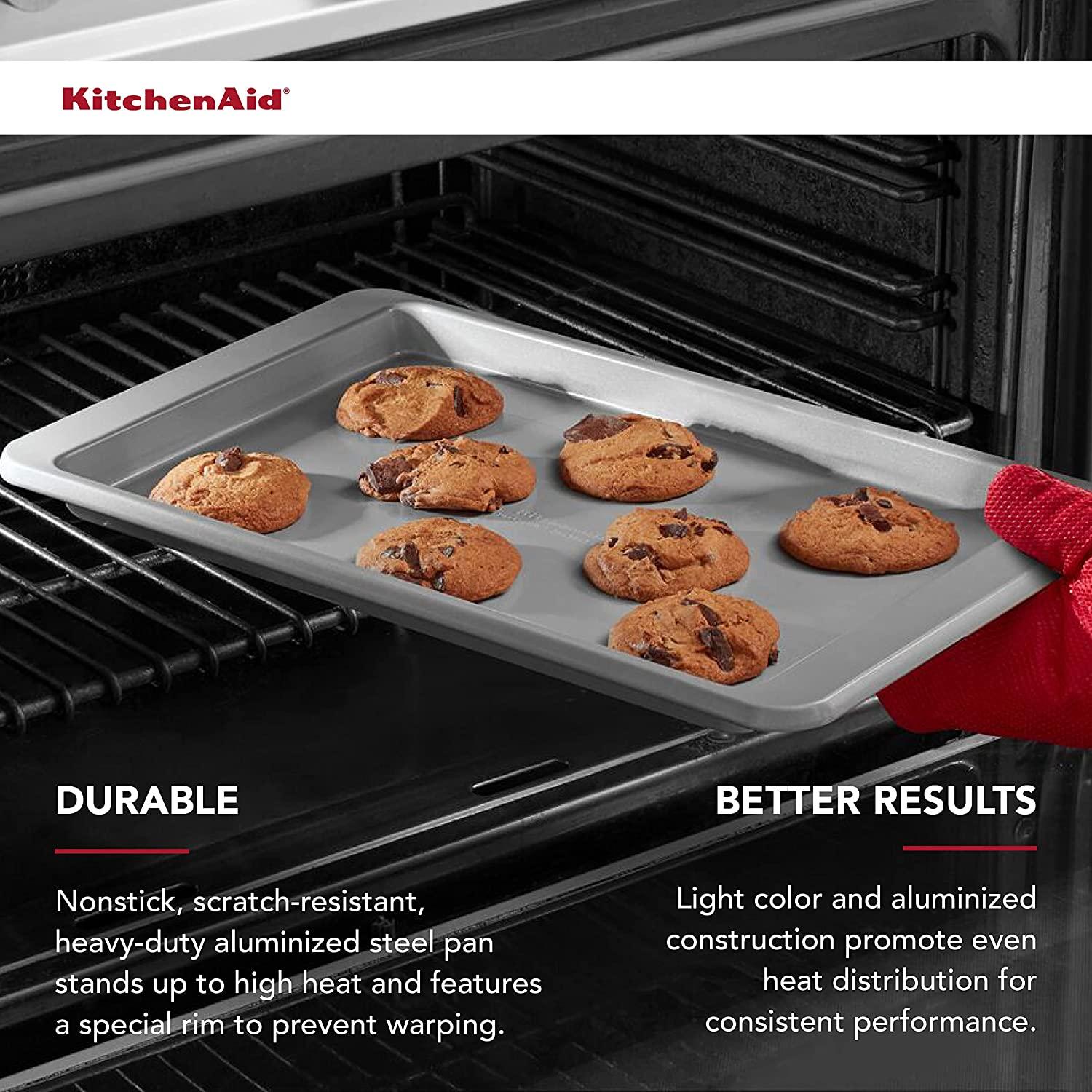 KitchenAid Nonstick Aluminized Steel Baking Sheet, 10x15-Inch, Silver