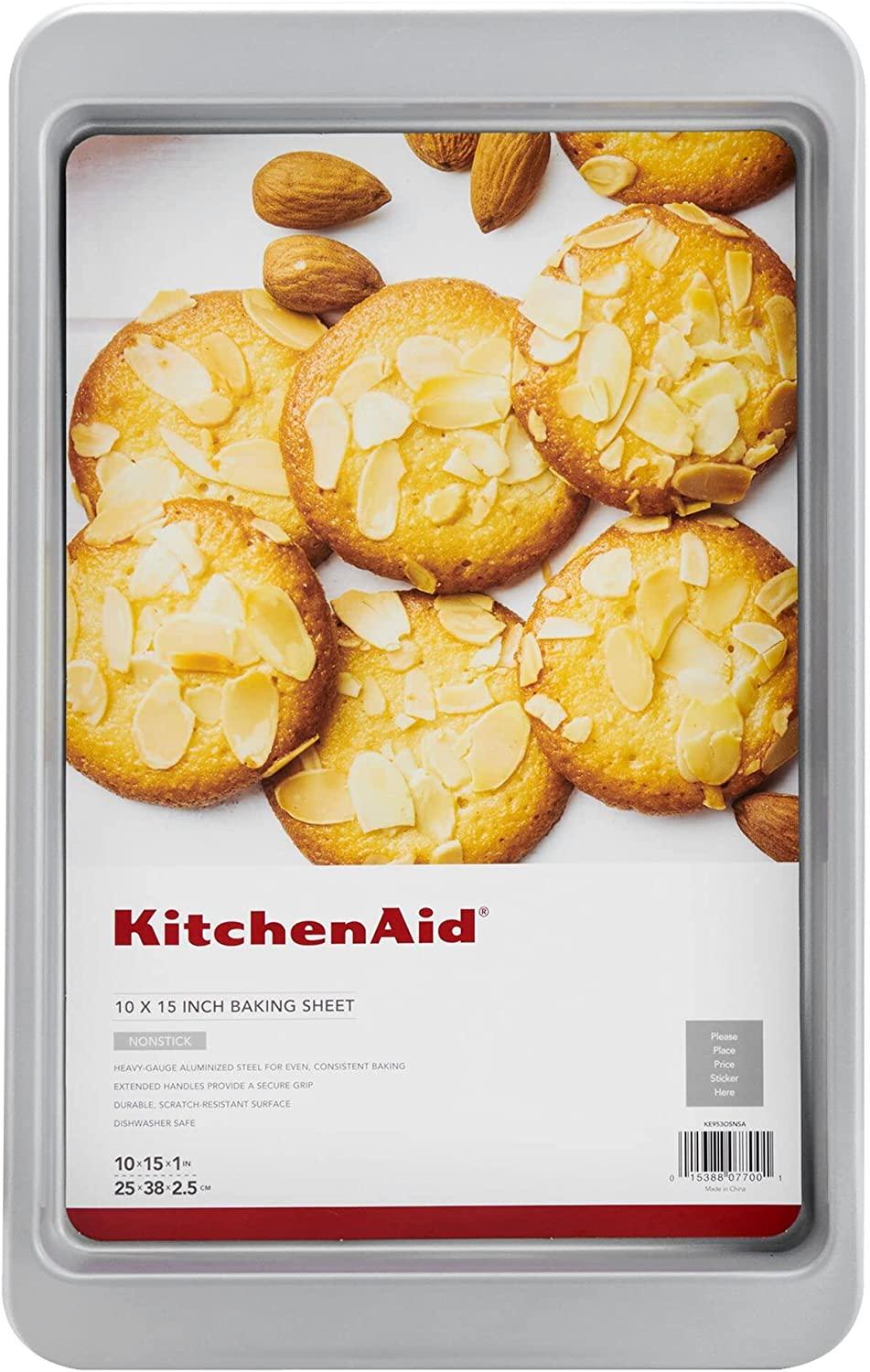 KitchenAid Nonstick Aluminized Steel Baking Sheet, 10x15-Inch, Silver