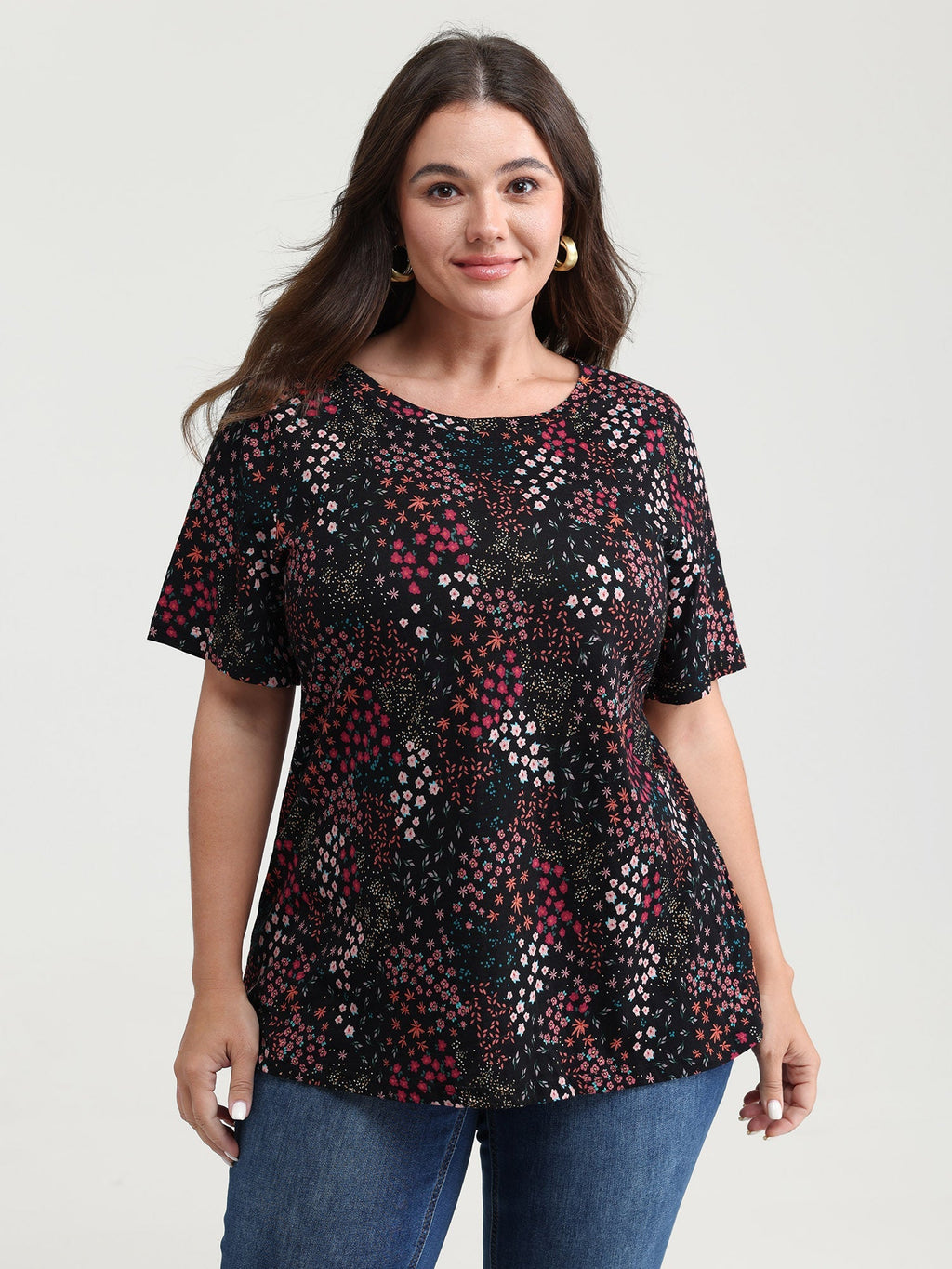 Pure Cotton Dense Floral Print T-Shirt