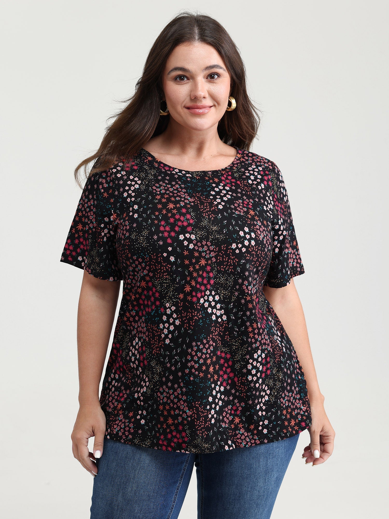 Pure Cotton Dense Floral Print T-Shirt