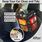 ELONGRIVER Car Trash Can Bin for Car Back Seat Leak Proof, Cute Car Trash Bag Hanging, Vehicle Trash Can for SUV Truck Van, Automotive Car Garbage Cans Front Seat Colorful Floral