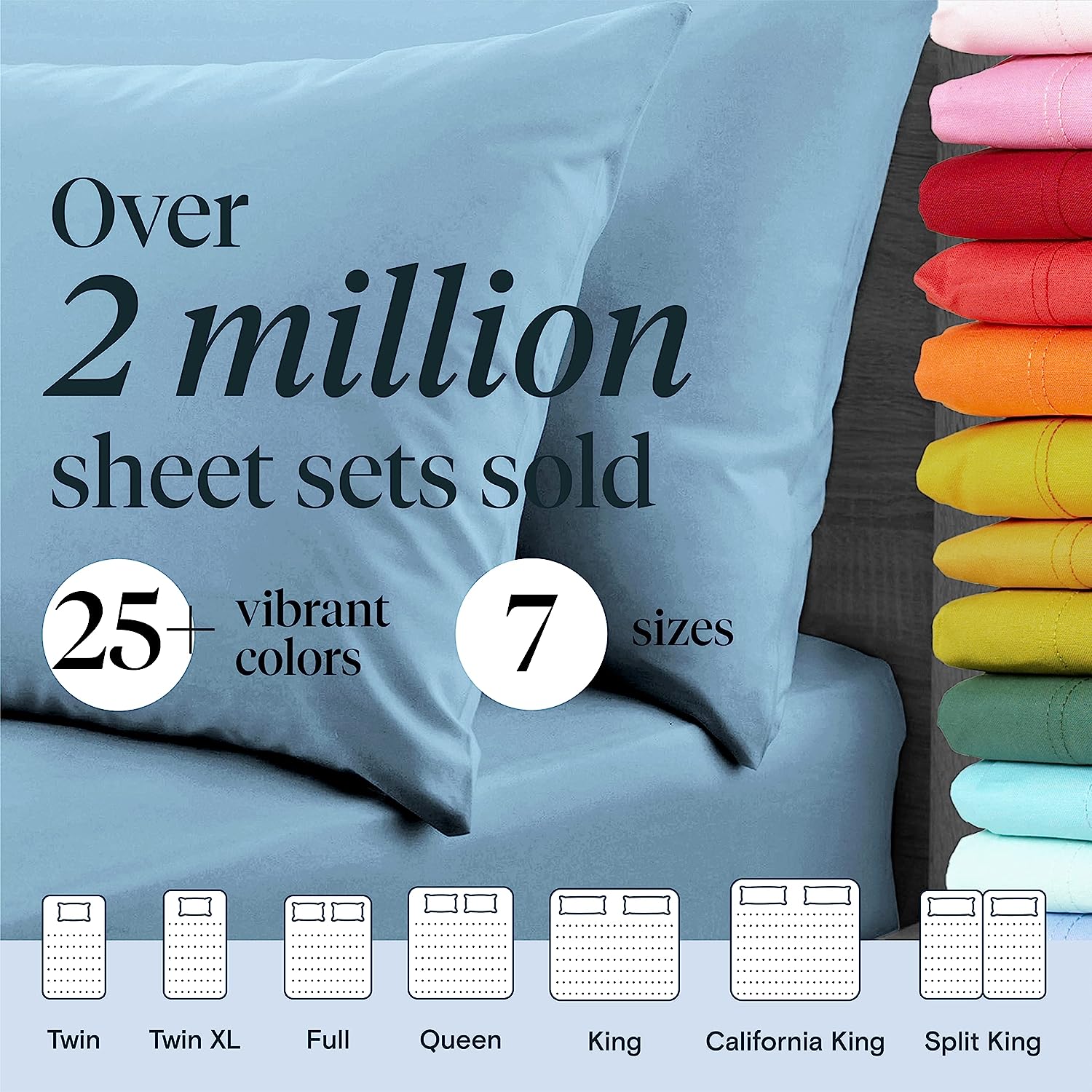 LuxClub 6 PC Queen Sheet Set Bamboo Sheets Deep Pockets 18" Eco Friendly Wrinkle Free Cooling Sheets Machine Washable Hotel Bedding Silky Soft - Sky Queen