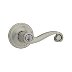 Lido Satin Nickel Exterior Entry Door Lever featuring SmartKey Security
