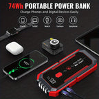 Car Jump Starter 2500A Peak Car Battery Jump Starter  Up To 2.11gal Gas And 1.85gal Diesel Engine 12V Portable Lithium Jump Starter LED Light/USB QC3.0