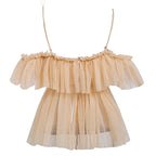 ruffle peplum mesh top