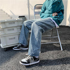 men solid wide leg jeans