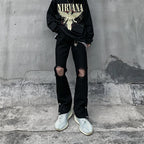 high street vintage washed knee ripped jeans